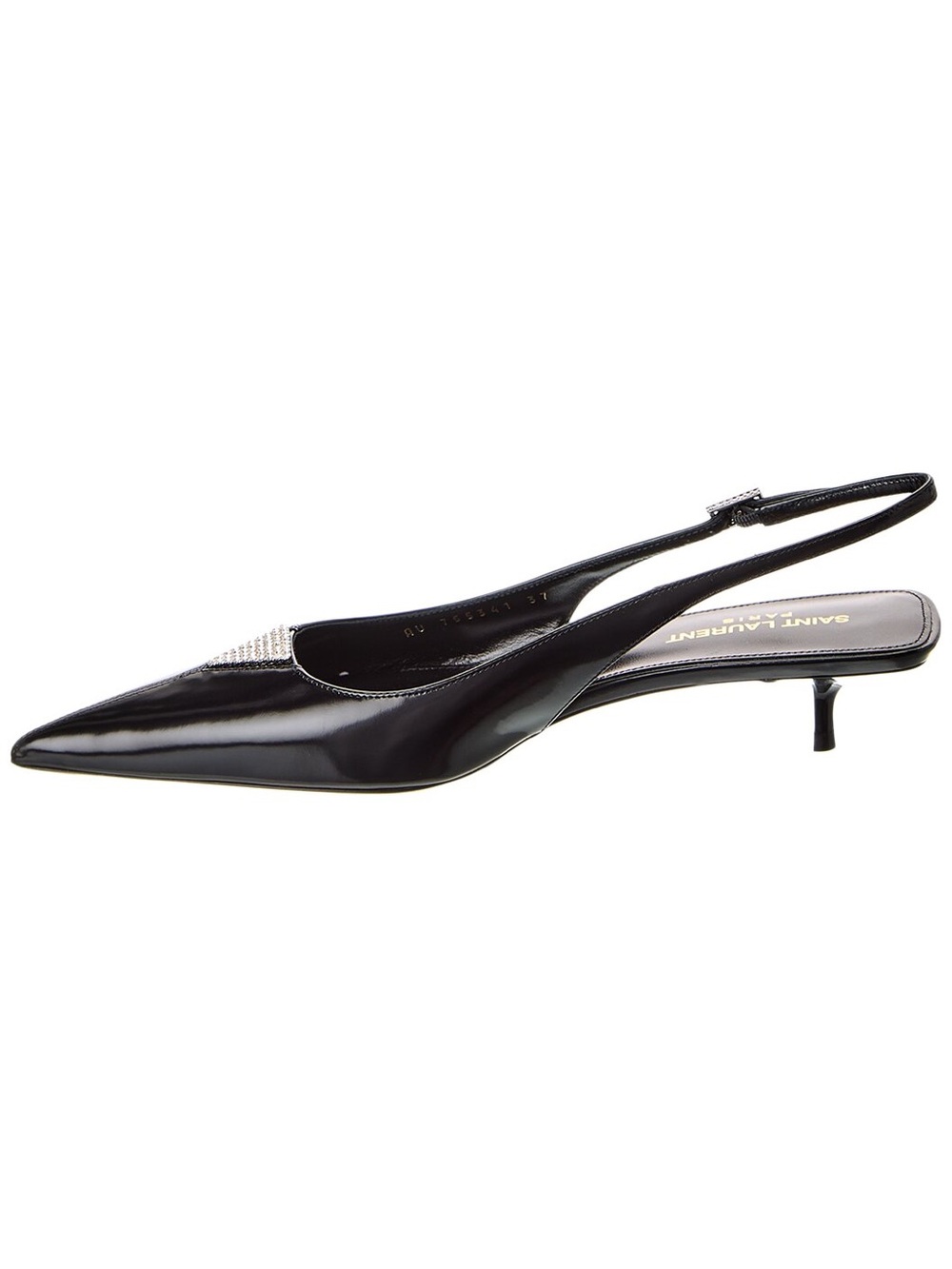 Saint Laurent Cherish Kitten Heel Black Leather Slingback EU 38.5 US 8.5 - Picture 2 of 12